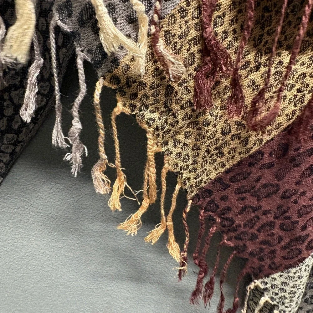 Pashmina‎ Cahmere Animal Print Stripe Wrap Scarf One Size Brown Tassel Fringe